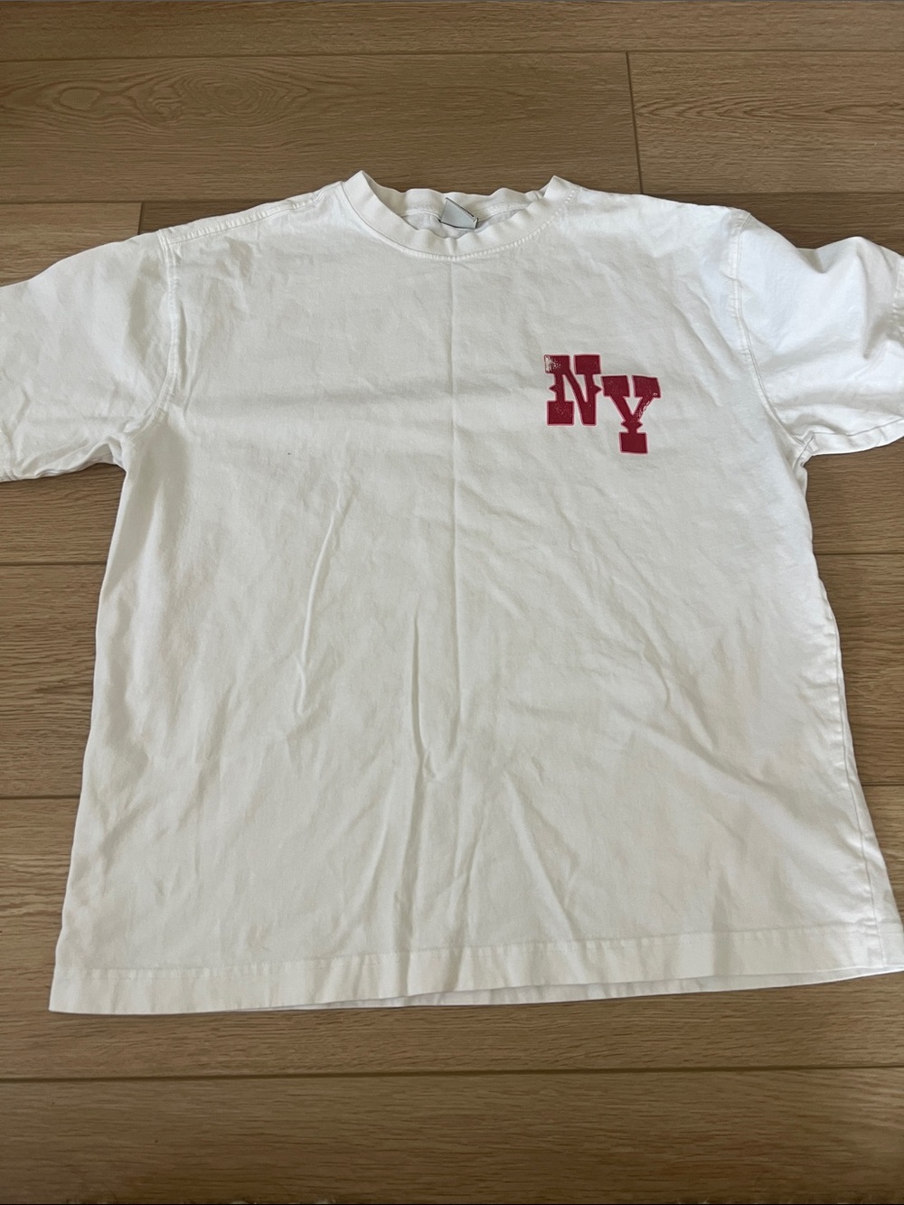 Cotton On White Tee with Red NY Chest Graphic